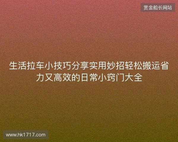 生活拉车小技巧分享实用妙招轻松搬运省力又高效的日常小窍门大全